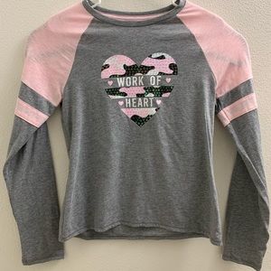 “Work of Heart” Pink & Gray Long-Sleeve Shirt
